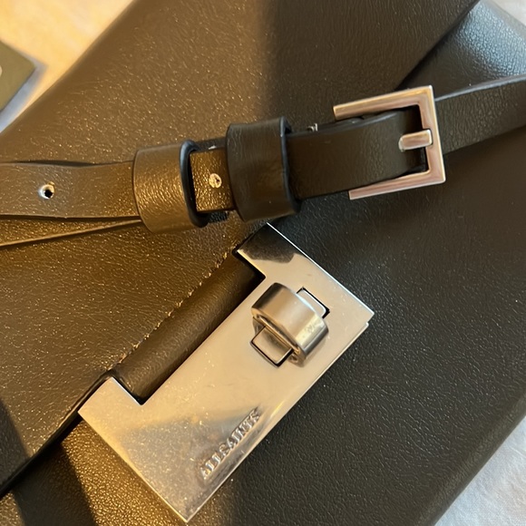 ALLSAINTS Francoise Leather Crossbody Bag in olive and silver NWT - Picture 8 of 11